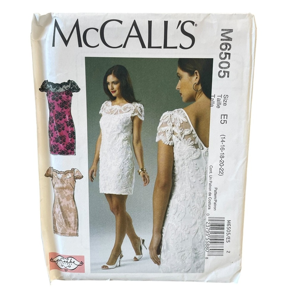 McCALL'S M6505 Misses' Lined Dress Size E5 14-22 Modern Style UNCUT FF